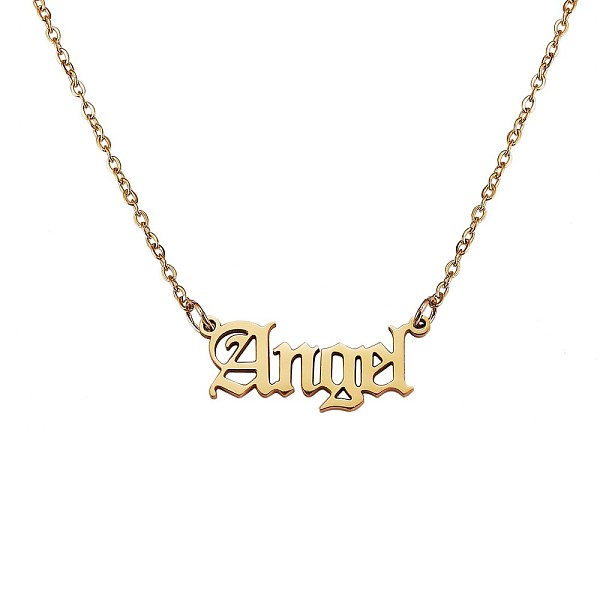

PandaHall 316 Surgical Stainless Steel Word Angel Pendant Necklace for Men Women, Golden, 18.31 inch(46.5cm) 316 Surgical Stainless Steel