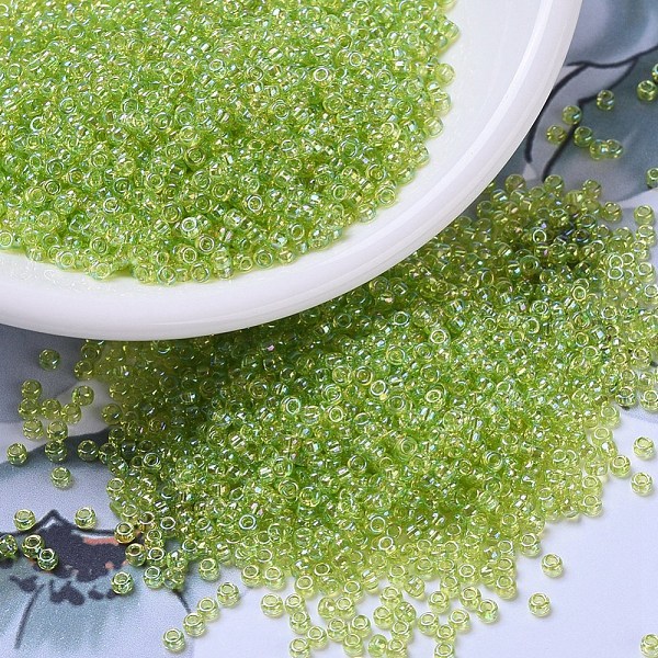 

PandaHall MIYUKI Round Rocailles Beads, Japanese Seed Beads, 11/0, (RR258) Transparent Chartreuse AB, 2x1.3mm, Hole: 0.8mm, about..., Green