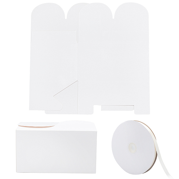 PandaHall SUPERFINDINGS Foldable Kraft Paper Box, Gift Packing Box, Bakery Cake Cupcake Box Container, with Single Face Solid Color Satin...