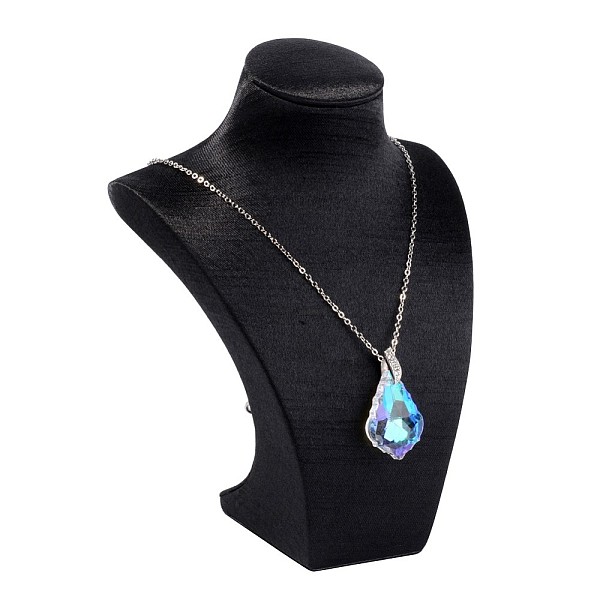 

PandaHall Wood Covered with Cloth Necklace Displays, Black, 16x11.2x6.1cm Cloth Black