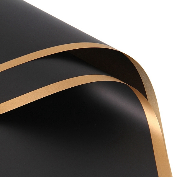 

PandaHall 20 Sheets Gold Edge Waterproof Plastic Gift Wrapping Paper, Square, Folded Flower Bouquet Wrapping Paper Decoration, Black...