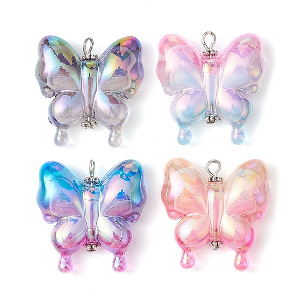 

PandaHall UV Plating Rainbow Iridescent Acrylic Pendants, Butterfly, Mixed Color, 30x29x10.5mm, Hole: 2mm, 4pcs/set Acrylic Butterfly..., Multicolor
