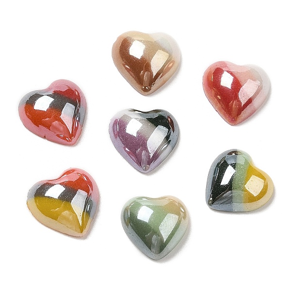 

PandaHall Two Tone Glass Cabochons, Heart, Mixed Color, 10x10x4mm Glass Heart Multicolor