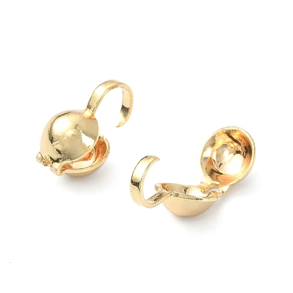 

PandaHall Brass Bead Tips, Calotte Ends, Clamshell Knot Cover, Round, Real 18K Gold Plated, 15x5mm, Hole: 3mm, Inner Diameter: 4mm Brass