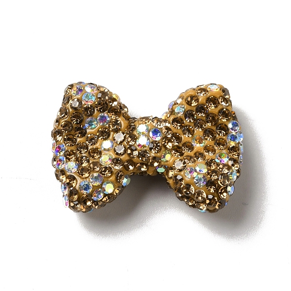 

PandaHall Polymer Clay Rhinestone Beads, Bowknot, Camel, 21.5~22mmx30mmx9.5~10.5mm, Hole: 1.8mm Polymer Clay+Glass Rhinestone Bowknot Brown