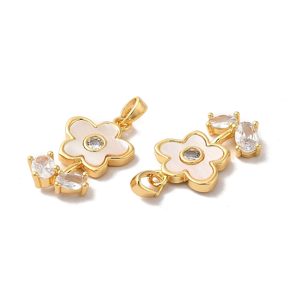

PandaHall Brass Cubic Zirconia Pendants, with Shell, Flower, Real 18K Gold Plated, 21x13x4mm, Hole: 2x4.5mm Brass+Cubic Zirconia+Shell...