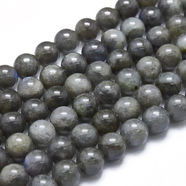 PandaHall Natural Labradorite Beads Strands, Round, 6~6.5mm, Hole: 0.6mm, about 71pcs/strand, 15.35 inch(39cm) Larvikite Round