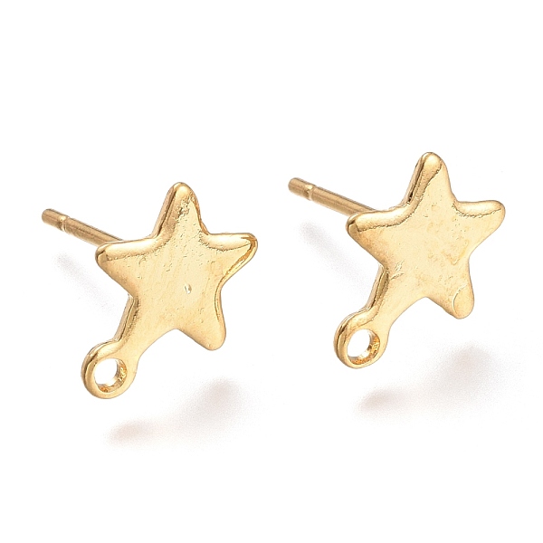 

PandaHall 304 Stainless Steel Stud Earring Findings, Star, Real 24K Gold Plated, 10x8x0.8mm, Hole: 1.4mm, Pin: 0.8mm 304 Stainless Steel...