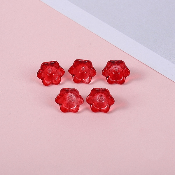 

PandaHall Glass Beads, Lily Flower, Red, 12x8mm, Hole: 1.4mm Glass Flower Red