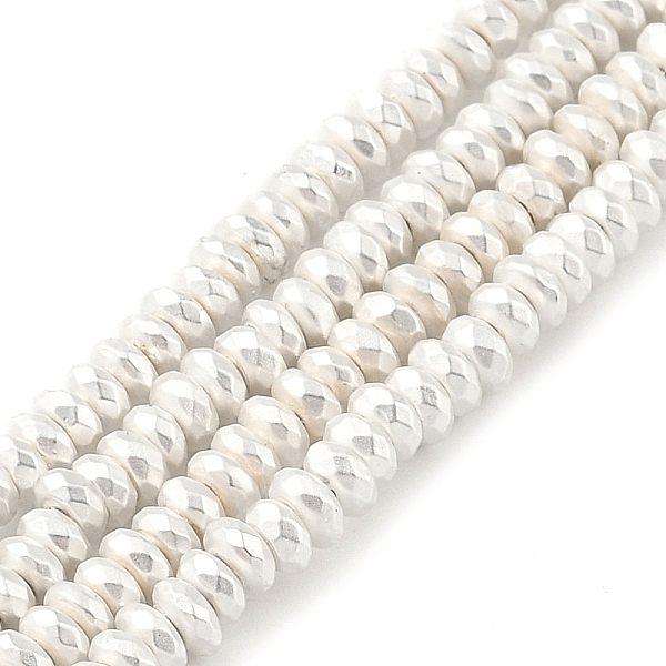 

PandaHall Electroplated Synthetic Non-Magnetic Hematite Beads Strands, Faceted Rondelle, Silver Plated, 2x4x2mm, Hole: 1mm, about...