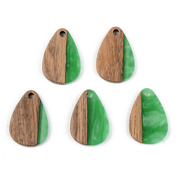 

PandaHall Opaque Resin & Walnut Wood Pendants, Teardrop, Green, 21.5x14.5x3mm, Hole: 2mm Resin+Wood Teardrop Green