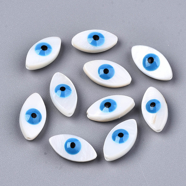 

PandaHall Natural Freshwater Shell Beads, with Enamel, Enamelled Sequins, Horse Eye with Evil Eye, Dodger Blue, 14x7.5x4.5mm, Hole: 0.8mm...