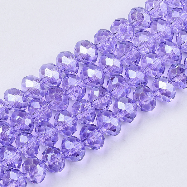 

PandaHall Baking Paint Glass Beads Strands, Pearl Luster Plated, Faceted, Rondelle, Lilac, 4x3.5mm, Hole: 1mm, about 139pcs/strand, 18.90''..., Purple