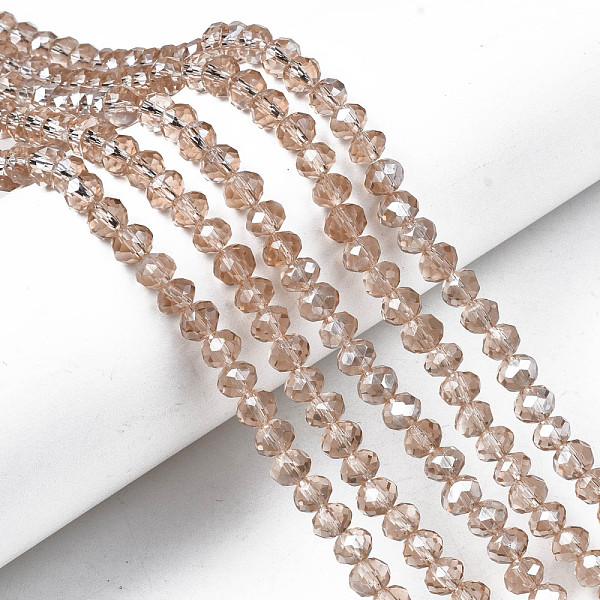 

PandaHall Electroplate Glass Beads Strands, AB Color Plated, Faceted, Rondelle, Peru, 6x5mm, Hole: 1mm, about 83~85pcs/strand, 38~39cm Glass..., Brown