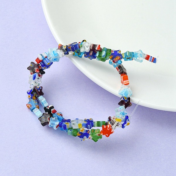 

PandaHall Flower Handmade Millefiori Glass Beads Strands, Mixed Color, 8x8x3mm, Hole: 0.5mm, about 48pcs/strand Millefiori Lampwork Flower..., Multicolor