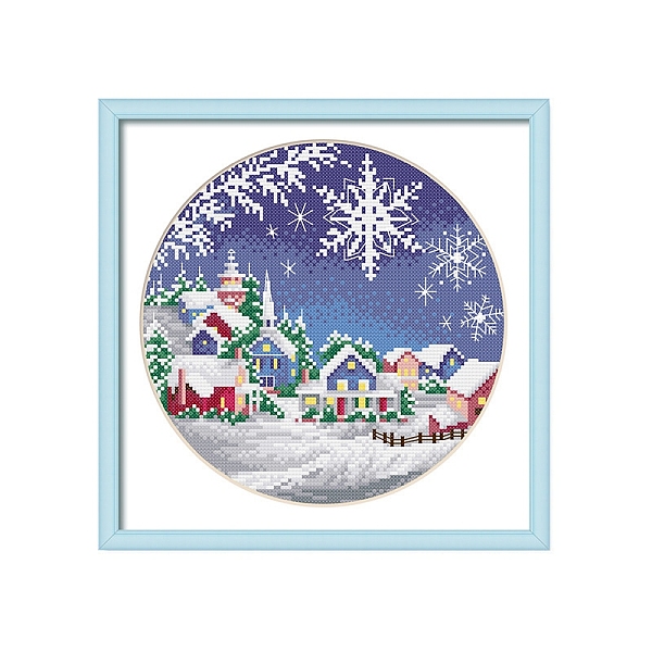 PandaHall DIY Christmas Snowflake & House Pattern Embroidery Kits, Cross-Stitch Starter Kits, Including Fabric, Threads, Needle, Colorful...