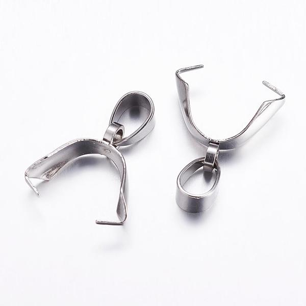 

PandaHall 304 Stainless Steel Pinch Bails, Ice Pick Pinch Bails for Pendant Making, Stainless Steel Color, 13x13.5x5mm, Hole: 3.5x6mm 304...