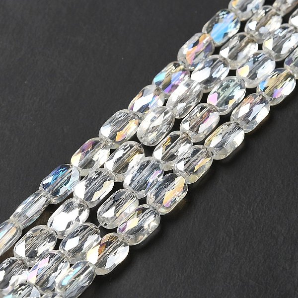 

PandaHall Transparent Electroplate Glass Beads Strands, Faceted, Oval, AB Color Plated, Clear AB, 7x4.5x3mm, Hole: 0.9mm, about..., White