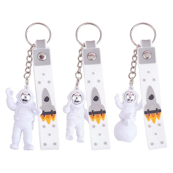 

PandaHall 3Pcs Astronaut Keychain Cute Space Keychain for Backpack Wallet Car Keychain Decoration Children's Space Party Favors, Platinum...