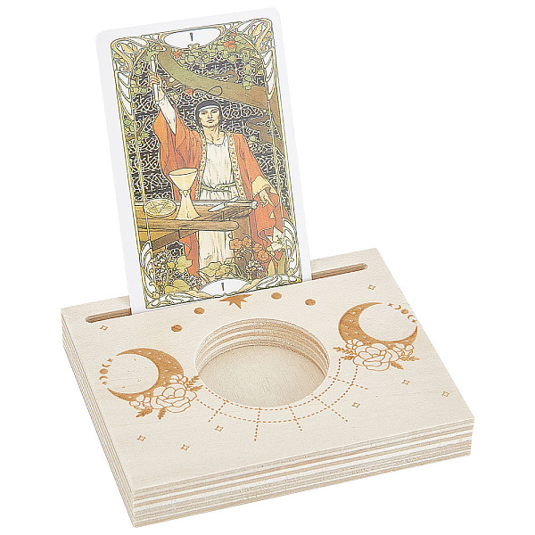 

PandaHall GORGECRAFT Wooden Tarot Card Stand Carved Candle Holder Moon with Flowers Star Pattern 10x8x1.5cm Rectangle Shaped Altar Display..., Orange