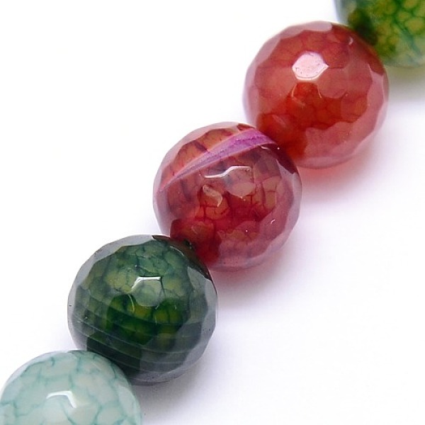 

PandaHall Natural Agate Round Beads Strand, Dyed, Faceted, Mixed Color, 8mm, Hole: 1mm, about 48pcs/strand, 15.74 inch Crackle Agate Round..., Multicolor