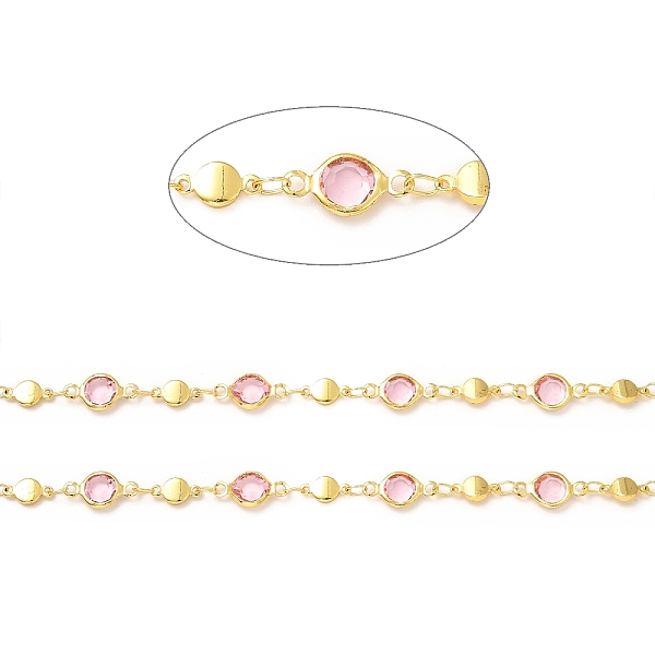 

PandaHall Bass Flat Round Link Chains, with Pink Glass Beaded, Soldered, with Spool, Real 18K Gold Plated, 8.5x4x1.5mm, 12.5x6.5x2.5mm...