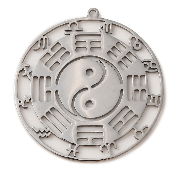 

PandaHall 304 Stainless Steel Pendants, Laser Cut, Yin Yang Bagua Diagram Charm, Stainless Steel Color, 37x35x1mm, Hole: 1.5mm 304 Stainless...