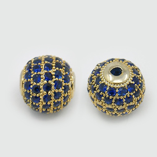 

PandaHall Brass Cubic Zirconia Beads, Round, Golden, 10mm, Hole: 1.5mm Brass+Cubic Zirconia Round