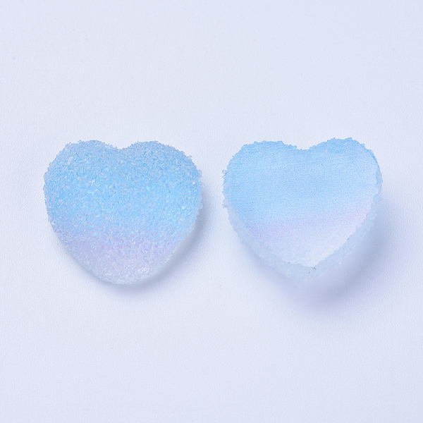 

PandaHall Resin Cabochons, Two Tone, Heart, Light Sky Blue, 15~15.5x16.5~17x7mm Resin Heart Blue