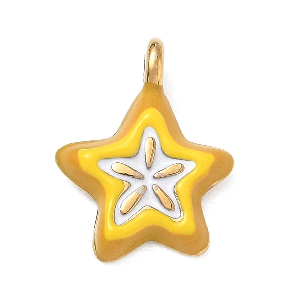 304 Stainless Steel with Yellow Enamel Pendants