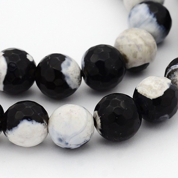 

PandaHall Natural Weathered Agate Faceted Round Beads Strands, Dyed, Grade A, Black, 8mm, Hole: 1mm, about 47pcs/strand, 15 inch Weathered...