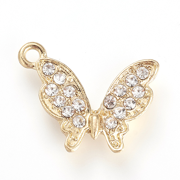 

PandaHall Alloy Rhinestones Pendants, Butterfly, Golden, 23.5x18.5x3mm, Hole: 2mm Alloy+Rhinestone Butterfly