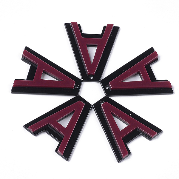 

PandaHall Cellulose Acetate(Resin) Pendants, Letter, Letter A, Brown, 37x32x4mm, Hole: 2mm Cellulose Acetate Letter A Brown