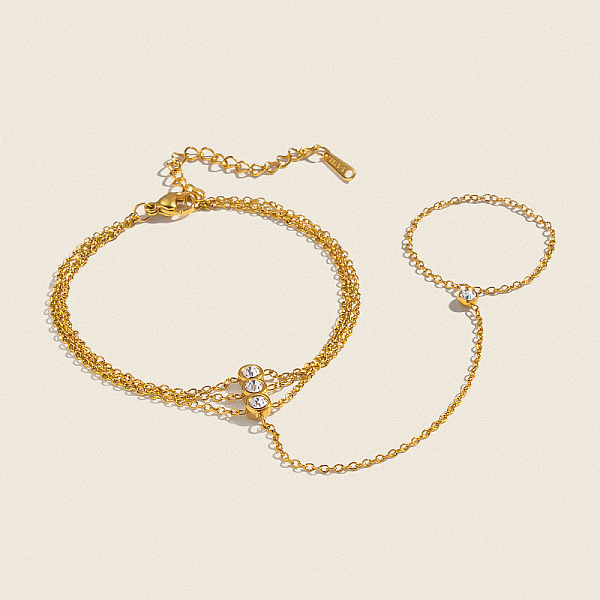 Bracelet en acier inoxydable 304 serti de zirconiums cubiques transparents
