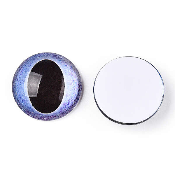 

PandaHall Glass Cabochons, Half Round with Dragon Eye, Lilac, 20x6.5mm Glass Half Round Purple
