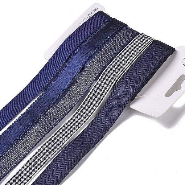

PandaHall Polyester & Polycotton Ribbons Sets, for Bowknot Making, Gift Wrapping, Marine Blue, 5/8 inch(17mm), 5 styles, about 3.00 Yards...