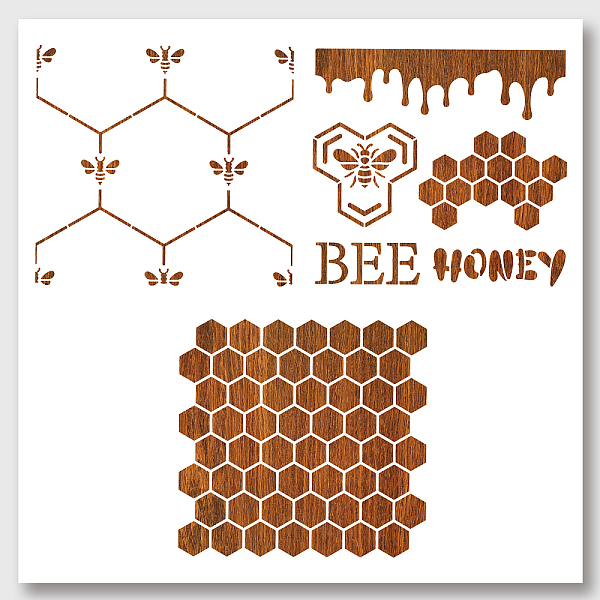 

PandaHall 3 Pcs 3 Styles Bee Hive Painting Stencils Templates, 11.8×11.8 Inch Starry Sky Reusable DIY Art and Craft Stencils for Painting...