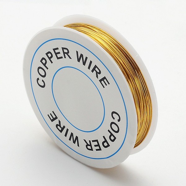 

PandaHall Round Craft Copper Wire, Nickel Free, Golden, 22 Gauge, 0.6mm, about 26.24 Feet(8m)/roll Copper Round Gold