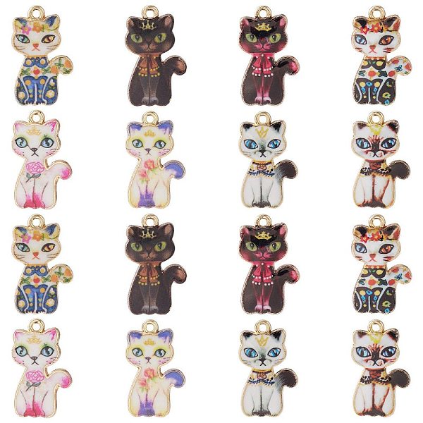 

PandaHall 40Pcs 8 Styles Rack Plating Alloy Pendants, Printed, Lead Free & Cadmium Free & Nickel Free, Cat Charm, Light Gold, Mixed Color..., Multicolor