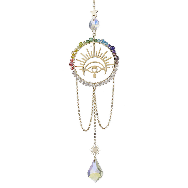 

PandaHall Stainless Steel Pendants Decorations, with Glass, Evil Eye, Golden, 335mm Stainless Steel Evil Eye
