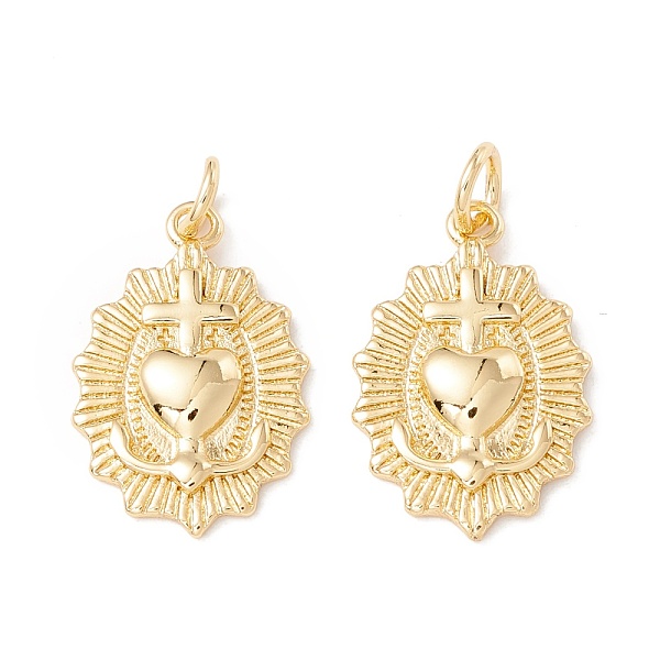 

PandaHall Brass Pendants, with Jump Rings, Cadmium Free & Lead Free, Long-Lasting Plated, Oval with Heart, Real 18K Gold Plated, 19x13x2.5mm...