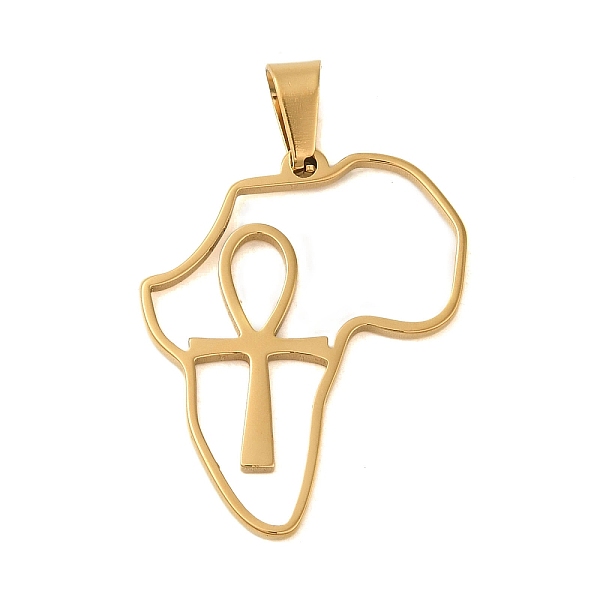 

PandaHall Ion Plating(IP) 304 Stainless Steel Pendants, Map with Ankh Cross Charm, Golden, 30x23.5x1mm, Hole: 6x3.5mm 304 Stainless Steel...