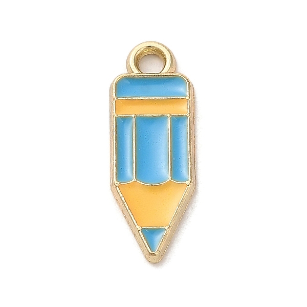 

PandaHall Alloy Enamel Pendants, Golden, Pencil Charm, Light Sky Blue, 18.5x6.5x1mm, Hole: 1.8mm Alloy+Enamel Pencil Blue