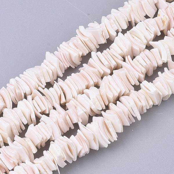 

PandaHall Natural Pink Shell Bead Strands, Square Heishi Beads, Pink, 6~10.5x5~8.5x0.5~4mm, Hole: 0.9mm, 15.67 inch~23.18 inch(39.8...