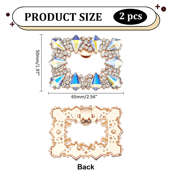 Wadorn 2 Stück Schuhschnallen-Clips Aus Legierung Und Glas