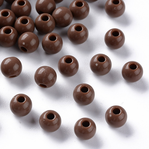 

PandaHall Opaque Acrylic Beads, Round, Camel, 6x5mm, Hole: 1.8mm, about 4400pcs/500g Acrylic Round Brown