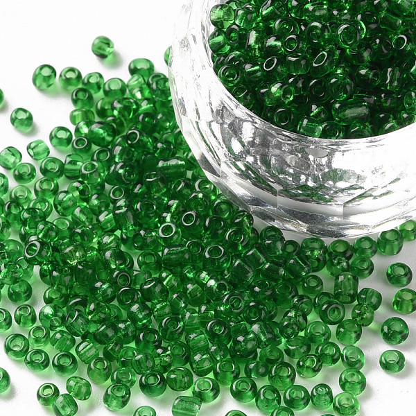 

PandaHall (Repacking Service Available) Glass Seed Beads, Transparent, Round, Dark Goreen, 8/0, 3mm, Hole: 1mm, about 12G/bag Glass