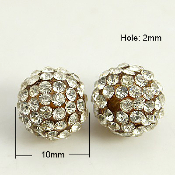 

PandaHall Resin Rhinestone Beads, Grade A, Round, Crystal, 10mm, Hole: 2mm Resin+Rhinestone Round Clear