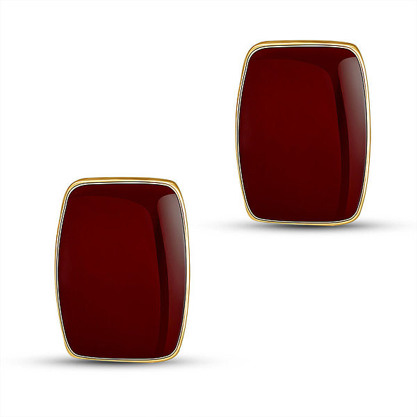 

PandaHall SHEGRACE Alloy Epoxy Resin Stud Earrings, with 925 Sterling Silver Pins, Rectangle, Dark Red, 18x13mm Alloy Red