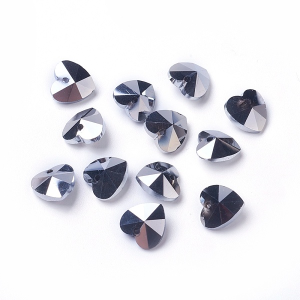 

PandaHall Romantic Valentines Ideas Glass Charms, Faceted Heart Pendants, Gray, 10x10x5mm, Hole: 1mm Glass Heart Gray